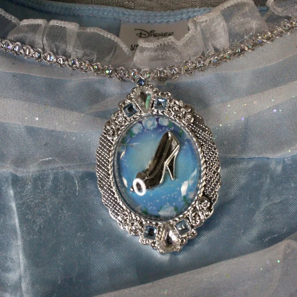Disney Store Cinderella Costume Dress Size 4 Blue Glitter Princess Cottagecore